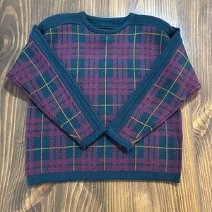 Vintage Samantha Hall Plaid Sweater - Medium, Multicolor‎ 90s Cozy Pullover